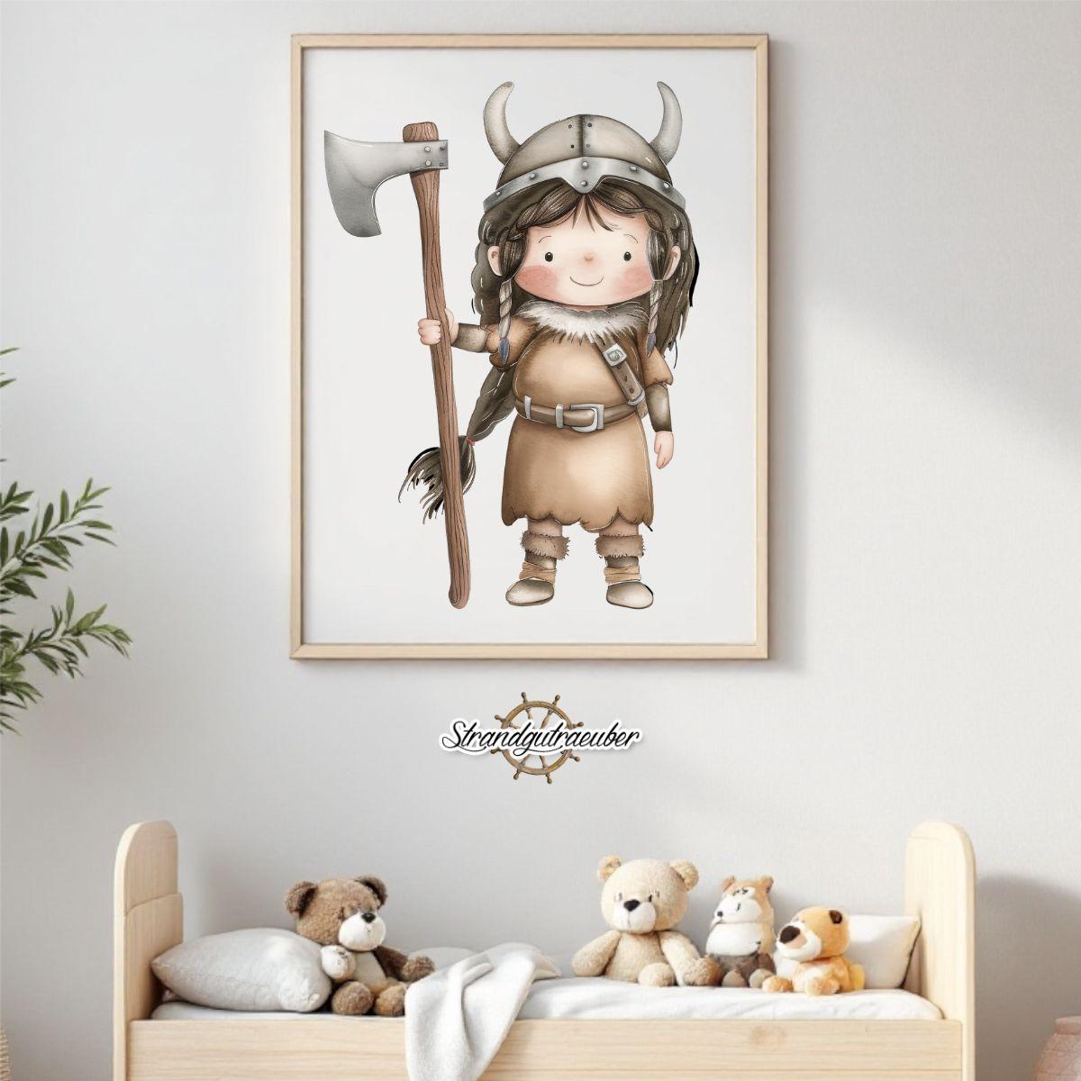 Buegelbild Wikingermädchen dunkle Haare Buegelbild Wikingermädchen dunkle Haare